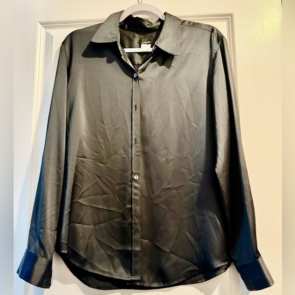 J. Crew Dark Gray/black Metallic Button Down - Picture 1 of 5